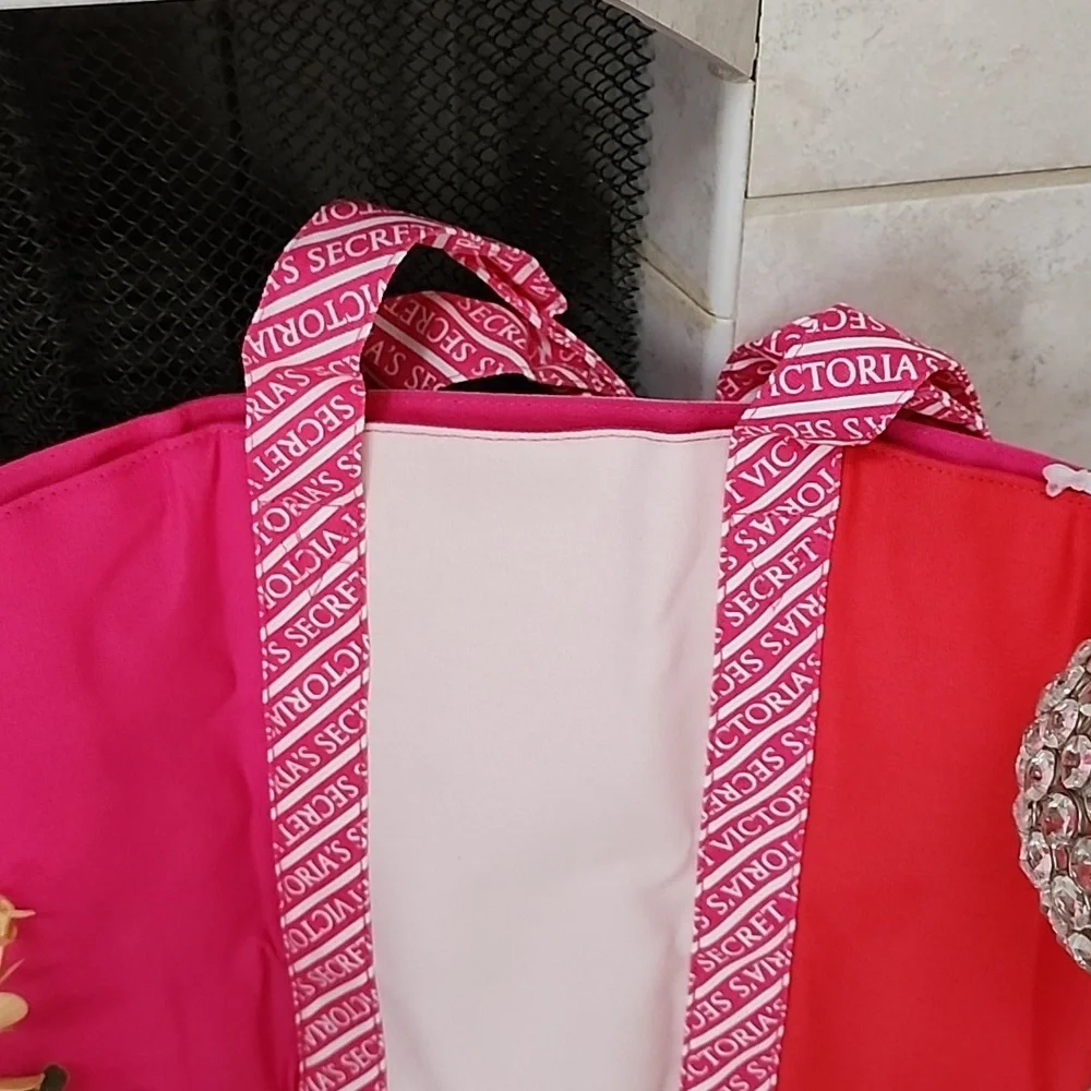 💖💕 VICTORIA'S SECRET Canvas Tote Bag 3-Tone Pink 💕💖